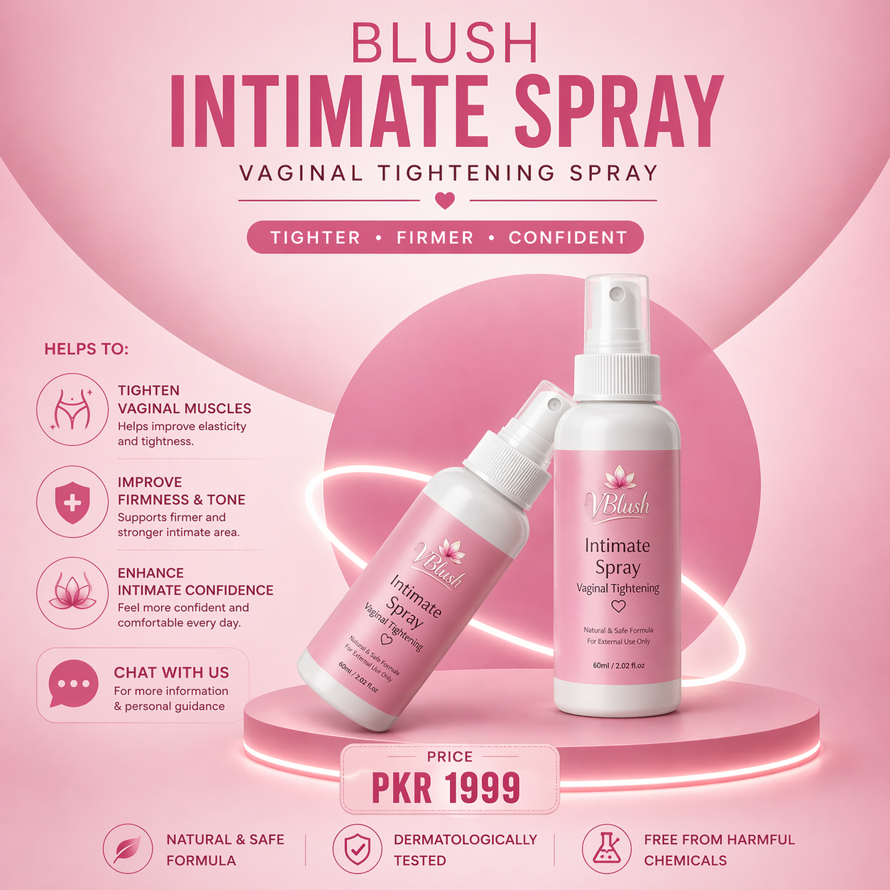 V Blush All Natural Instant Vaginal Tightening Spray - 120ml